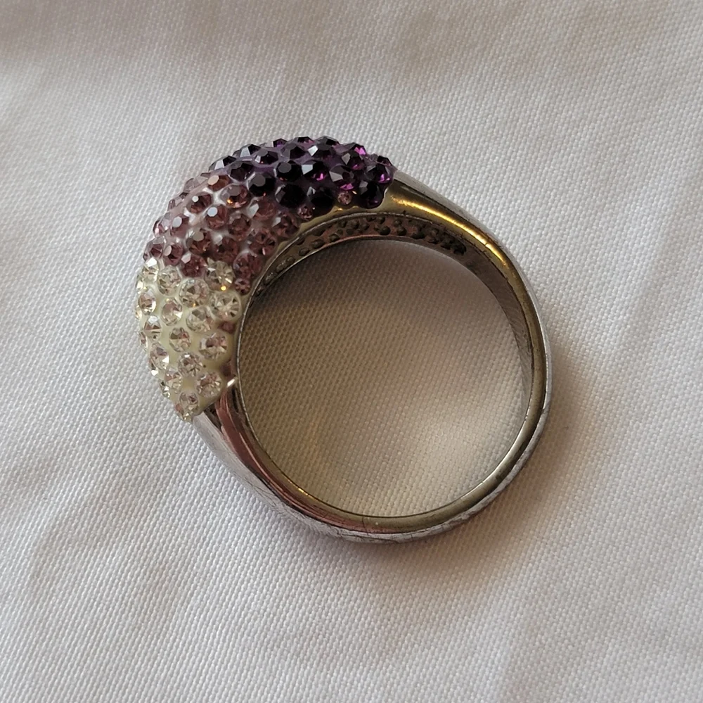 Dome Crystal Pave Fashion Ring Purple
